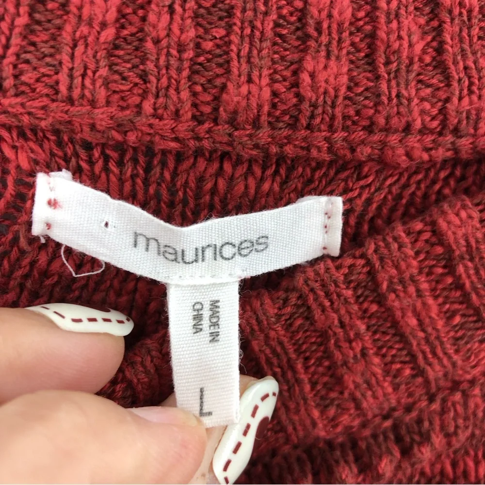 Maurices Sweater Womens Large Open Knit Red Long Sleeve Crew Neck
